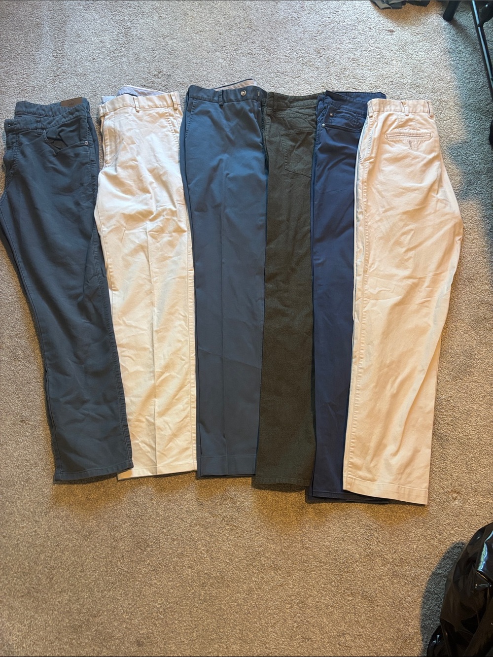 Peter Millar Men's Chinos in Navy, Light Blue, Charcoal, and White Mix